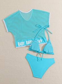 WD VEST 3 Piece Women's Youth Beach Set - Style And Comfort For Summer 2025 J3101 - 藍色 - 查看 2