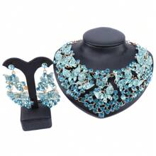 1 Set Luxus Kristall Schmetterling Halskette & Ohrringe Schmuckset, geeignet für Frauen Hochzeiten, Galas, Partys, Jahrestage, Valentinstag, Geburtstags Geschenke