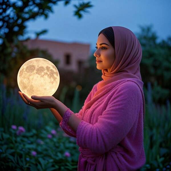 Handheld Moon-Shaped Lamp For Ramadan Celebrations, No Battery Included