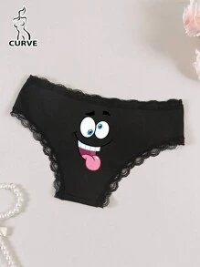 Bragas con estampado de caderas, diseños de expresiones de dibujos animados divertidos, ligueros cómodos y ligeros