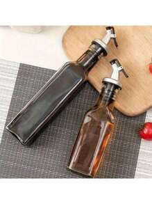 1pc Glass Oil Dispenser Bottle, Leakproof Oil Pot, Storage Oil Bottle,Seasonings Container For Outdoor Bbq Camping Picnic, Kitchen Gadgets, Glass Bottle