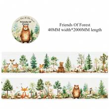 1 Roll Of 4CM Wide * 2M Long Two Styles Of Stickers Forest Animal Flower Garden Fence Mushroom Handbook Tape Stickers Aesthetic Stickers For Scrapbook Journaling Water Bottles Laptop, Scrapbooking Supplies Kit, Waterproof Vinyl Bullet Junk Journal Stickers For Adults Back To School