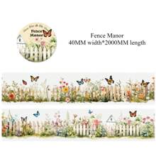1 Roll Of 4CM Wide * 2M Long Two Styles Of Stickers Forest Animal Flower Garden Fence Mushroom Handbook Tape Stickers Aesthetic Stickers For Scrapbook Journaling Water Bottles Laptop, Scrapbooking Supplies Kit, Waterproof Vinyl Bullet Junk Journal Stickers For Adults Back To School