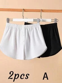 2件/1纯色屁帘下摆，分层遮盖臀部，搭配连帽T恤作为打底，半身腰裙作为打底的神器，适合日常穿着