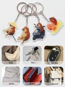 1PC Fun Cute Funny Pendant Acrylic Funny Shiba Dog Pendant Keychain, Keychain Accessories, Car Keychains, Men's Keychains, Women's Keychains, Fun Gifts, Suitable For Car Keys, Mobile Phones, Cameras, Wallets, ID Cards, Badge Cards, Wristband Keychains, Boyfriend And Girlfriend Gifts, Family Gifts, Teacher Gifts, And Employee Gifts.