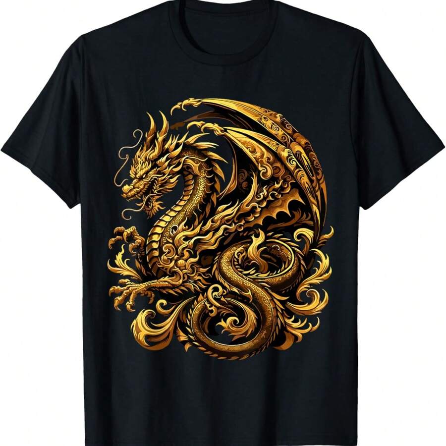 Golden Dragon T-Shirt - Black - View 1