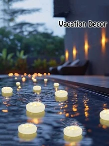 12pcs Luxury Large Size Waterproof Flameless Floating Candle Lights, Battery Included, Create Romantic Atmosphere For Wedding, Party, Restaurant, Pool, Spa - Multicolor - View 5