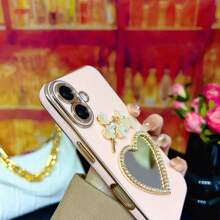 1 szt. Platerowana prosta krawędź luksusowa miękka pełna obudowa serca z kryształkami lustrzanymi etui na telefon kompatybilne z iPhone 16/Galaxy S24 Ultra/Edge 30/Infinix Smart 8/Infinix Hot 40i/Tecno Spark 20/Tecno Spark 20C/Tecno Spark Go 2024/Redmi Note 13 Pro+/Honor X8 - Biały - Zobacz 7