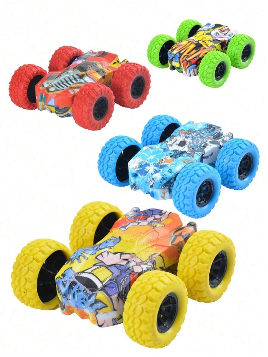 1件随机颜色迷你双面惯性车特技360°翻转儿童益智玩具车室内外动力攀爬车防摔越野车（部分零件随机发送）