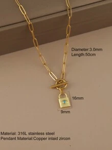 1 pieza Collar con colgante de ojo y corazón con cadena de cierre de acero inoxidable, joyería de moda para mujer, regalo de Halloween, San Valentín, mamá, madre, Día de la Madre