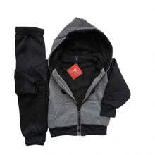 Sea Surf Children's Plush Sweatshirt Set, Fully Lined, Cozy And Warm, Ideal For Intense Cold, Casual And Modern Style For Boys, Perfect For Walks, Parties, Outdoor Play, Daily Use In Winter And Gifts. - 深灰色 - 查看 1