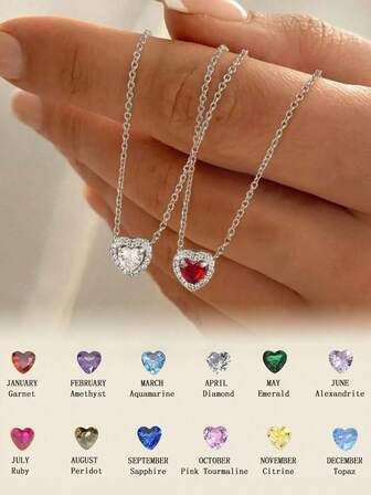 1Pc Fashionable Blue Heart S925 Sterling Silver Sparkle Diamond Pendant Necklace For Women Ladies Jewellery Party Gift Engagement Wedding Eternal Promise Necklace