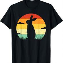 Rabbit Retro Vintage 80s Style Bunny Lover T-Shirt - Black - View 1