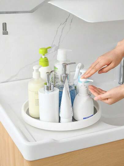 1个浴室旋转化妆品收纳架，护肤香水托盘，非电动旋转调料架，多用途，适用于厨房、浴室、办公桌浴室配件