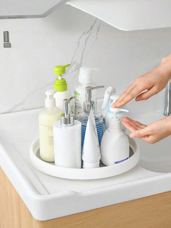 1个浴室旋转化妆品收纳架，护肤香水托盘，非电动旋转调料架，多用途，适用于厨房、浴室、办公桌浴室配件