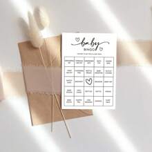 Jeu de Bingo pour fête de révélation de genre (30 cartes uniques) Jeu de douche pré-rempli amusant, cartes d'appel perforées, neutre pour le genre, minimaliste