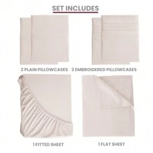 LUX DECOR 6-Piece Embroidered Bed Sheet Set – Brushed Microfiber, Deep Pocket, Lightweight & Breathable – Graduation Gifts, Home Decor, Sleep Protection For Dorms, Student Beds, Back‑To‑School Gift, Soft Bed Linens, Comfortable Sleep, Luxury Bed Set, Valentine's Day Bedroom, Spring Bedding Refresh, Guest Room Essentials, Dorm Room Bedding, Premium Bed Linens, Easy Care Sheets, Hypoallergenic Fabric, Year-Round Comfort, Master Bedroom Update, Matching Bedding Set, Hotel Quality Linens - 淺粉色 - 查看 3
