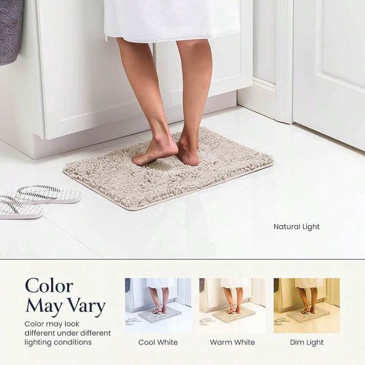 BELADOR Bathroom Rugs Sets 2 Piece- Plush Bath Mat Set Quick-Dry Soft Chenille Mat With Rubber Backing, Absorbent Rug Set, Washable Bath Rugs - Bath Mats 24x17 + 30x20 - 04 象牙色 - 查看 5