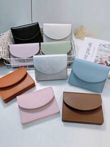 Minimalist Compact Coin Purse, High-End Girl Card Holder, Korean Style Solid Color Change Wallet - Multicolor - View 1
