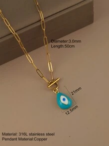 1 pieza Collar con colgante de ojo y corazón con cadena de cierre de acero inoxidable, joyería de moda para mujer, regalo de Halloween, San Valentín, mamá, madre, Día de la Madre