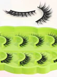 5pairs/Set CC Curl Fox Eye Fluffy False Eyelashes With Leaf-Shaped Tray, Natural Looking, Thick And Soft,3D Natural Spiky Manga Lashes Cat-Eye Fluffy Wispy Soft Lashes Fake Eyelashes False Eyelashes Strip,Natural Soft Eyelash Crisscross Wispy Fluffy Lashes,Naturally Slender, Curled And Enlarged Eyes,For Women To Use Travel, Party ,Chrismas,Gifts For Women﻿ - 眼尾拉長款 - 查看 5