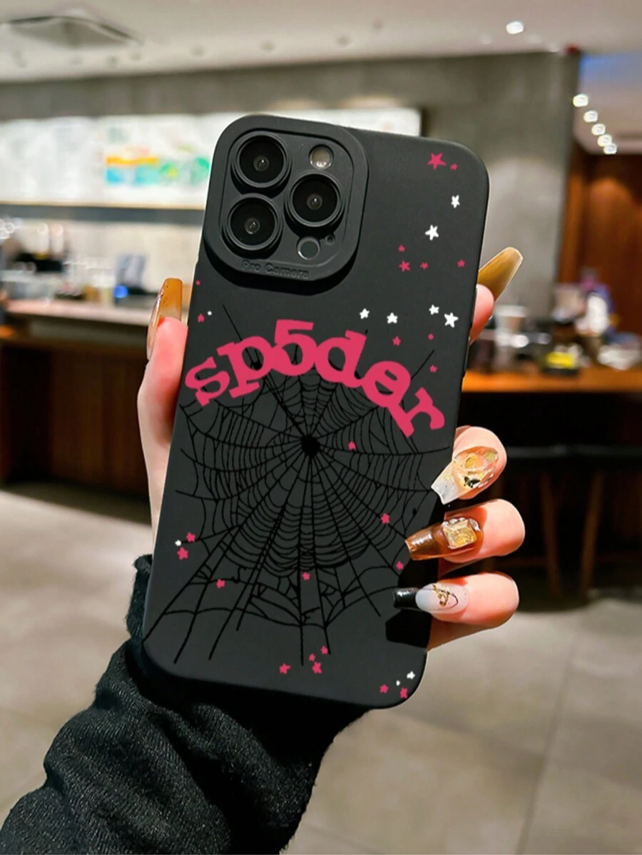 Spider Web & Star Pattern Phone Case Compatible With Apple 16 Pro Max, 14, 13, 12, 11 Pro Max, XS Max, X, XR, 8, 7, 6S, Plus, Mini And Galaxy A13 4G, S21 FE 5G, A15, A21S, A34, A12, A50, S21, A71 Etc. Shockproof Phone Case, Can Be Used As Birthday Gift, For Girlfriend, Boyfriend Or Self-Use Waterproof Anti-Fall Scratch Resistant - Multicolor - View 1