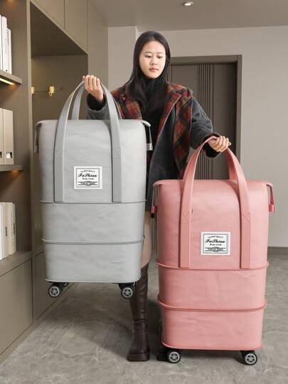 1 个万向轮大容量可扩展便携式旅行包、搬家打包行李包、玩具旅行收纳包、返校季节滑轮行李包、适合旅行携带、返校行李运输、搬家打包携带、波西米亚风