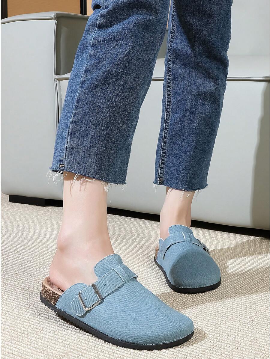 Women's Comfortable Versatile Slip-On Slippers, Suitable For Home, Vacation, Casual Wear, Spring/Autumn - Baby Blue - View 1