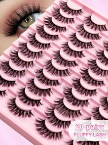 20 Paar 3D Kunstmink Wimpern, 3D Faser Falsche Wimpern Set beinhaltet Wimpernkleber, Wimpern Isolator, Entfernungsflüssigkeit, Pinzette, Wimpernbürste, geeignet für Hochzeit, Party, täglichen Gebrauch, können separat erworben werden Wimpernbüschel Set, Wimpern, Falsche Wimpern