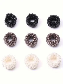 Elegant And Simple Full Faux Pearl High Elastic Mini Hair Tie, Pearl Hair Tie, Ponytail Bun Hair Tie For Women And Women, Suitable For All Seasons And Hair Types