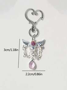 Yk2 Chilly Angel Wing Tassel Alloy Pendant Pendant Angel Wing Bracelet Necklace Diy Jewelry Accessories Keychain Bag Pendant, Silver Angel Wing Tassel Rhinestone Shiny Bag Pendant, Cute Keychain Purse Backpack Car Key Pendant Earbud Box Accessories