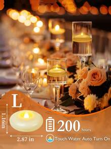 12pcs Luxury Large Size Waterproof Flameless Floating Candle Lights, Battery Included, Create Romantic Atmosphere For Wedding, Party, Restaurant, Pool, Spa - Multicolor - View 11