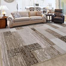 Modern Geometric Patchwork Area Rug, 6x9 Beige Large Rugs For Living Room, Rockwood Collection Indoor Rugs For Bedroom, Throw Carpet Floor Decor For Entryway Dining Room Office - Lạc đà - Xem 2
