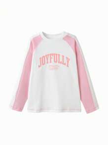 Balabala Camiseta de cuello redondo de Chica preadolescente, capa ligera de primavera
