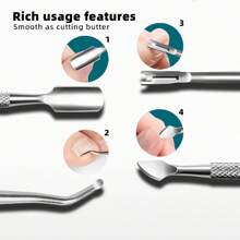 Kit de Cuidados com as Unhas, Cortador de Cutículas, Alicates de Cutícula, Kit de Remoção de Unhas Encravadas, Kit de Cutículas em Aço Inoxidável, Alicates de Cutículas, Empurradores de Cutículas, Kit de Manicure, Kit de Pedicure