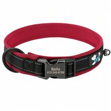 Collar de perro reflectante de nailon con letras personalizadas, suave, cómodo y firme. Collar ajustable antiperrida con tarjeta de identificación personalizada para mascotas