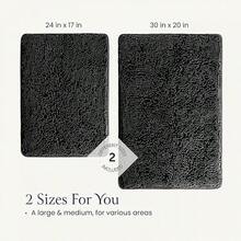BELADOR Bathroom Rugs Sets 2 Piece- Plush Bath Mat Set Quick-Dry Soft Chenille Mat With Rubber Backing, Absorbent Rug Set, Washable Bath Rugs - Bath Mats 24x17 + 30x20 - Black - View 5