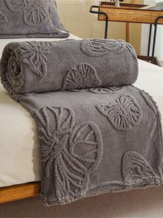 1pc Thickened Bohemian Style Butterfly Jacquard Faux Fur Fleece Blanket, Soft & Warm, Dual-Use As Bedding, Scarf Or Home Decor, Suitable For Living Room, Bedroom, Dorm, Office, Car, Travel, Picnic, Party, Seasons