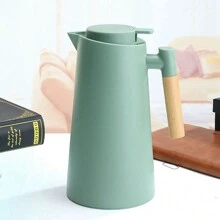 1000ML/33.8oz 真空隔热热水瓶，带按钮一键式分配器，北欧风格热水瓶，塑料外壳和玻璃内胆，咖啡壶，重返校园 - 黑色 - 查看 12