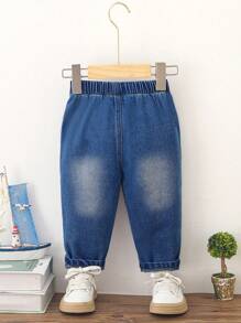 Toddler Casual Versatile Simple Street Style Denim Long Pants, Spring/Summer
