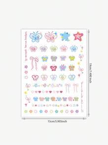 1 件彩色蝴蝶、星星、花朵临时纹身，防水防汗，男女通用设计