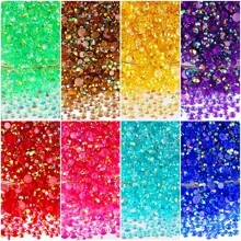 混尺寸 2MM-6MM，2000顆/包，透明 AB 色圓形平底玻璃水晶水鑽珠 DIY 美甲玻璃石設計配件 亮片美甲貼飾裝飾，適用於手機殼、衣服、包包、鞋子、手工藝品美甲飾品 - 彩色 - 查看 3