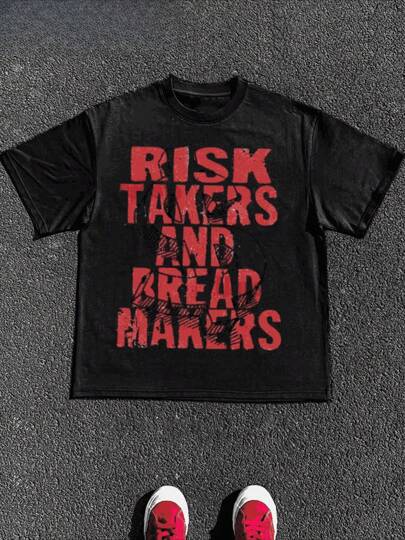 Size Plus  1 Pcs 100% Cotton Harajuku Gothic American Print Vintage Y 2K Tops Graphic Print T Shirt Tops TEE 220g Heavy Cotton T Shirt