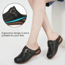 Women's Massage Beads Mule Shoes, Fashionable Thick Bottom Wedge Slip-On Closed Toe Shoes, For All Seasons