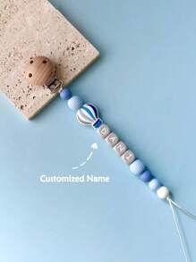 1pc Personalized Custom Name, Letter, Text Silicone DIY Name Tag, Rainbow, Hot Air Balloon, Customized Bag Accessory, Clip Or Hang, Keychain, Pendant, Beaded Flower Decor, Anti-Lost, Suitable For Backpack, Travel Bag, Luggage, Cute Accessory, Small Gift, Autumn/Winter, Shiny For Holidays, Cute, Adorable, Fun, Lovely,School Essentials