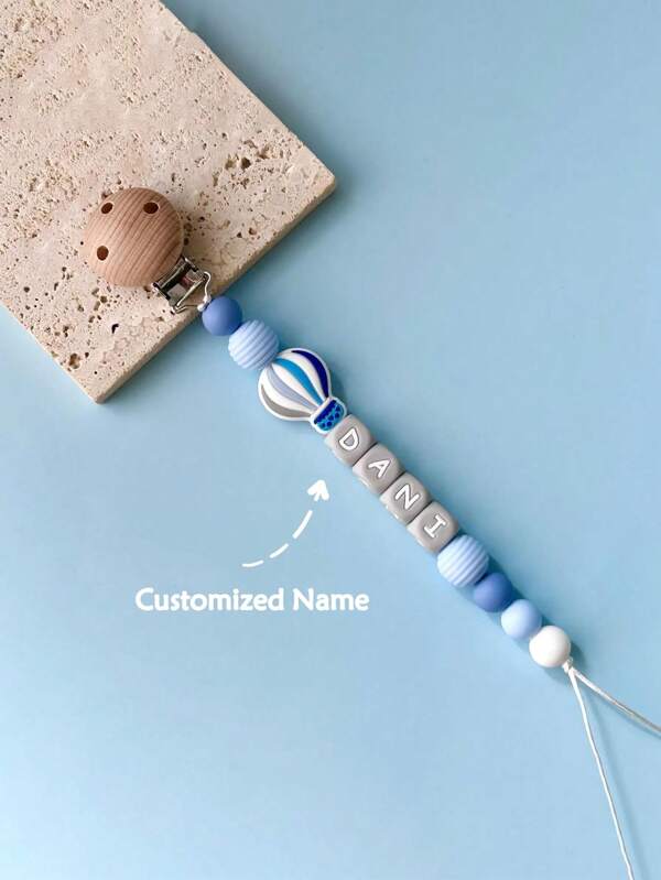 1pc Personalized Custom Name, Letter, Text Silicone DIY Name Tag, Rainbow, Hot Air Balloon, Customized Bag Accessory, Clip Or Hang, Keychain, Pendant, Beaded Flower Decor, Anti-Lost, Suitable For Backpack, Travel Bag, Luggage, Cute Accessory, Small Gift, Autumn/Winter, Shiny For Holidays, Durable & Cute, Adorable, Fun, Lovely,School Essentials