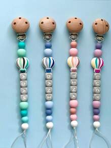 1pc Personalized Custom Name, Letter, Text Silicone DIY Name Tag, Rainbow, Hot Air Balloon, Customized Bag Accessory, Clip Or Hang, Keychain, Pendant, Beaded Flower Decor, Anti-Lost, Suitable For Backpack, Travel Bag, Luggage, Cute Accessory, Small Gift, Autumn/Winter, Shiny For Holidays, Cute, Adorable, Fun, Lovely,School Essentials