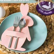 12 件/4 件复活节兔子餐具毡收纳袋 - 生动的卡通兔子袋适合刀叉，非常适合餐饮、厨房使用和派对装饰，波西米亚风 - 彩色 - 查看 9