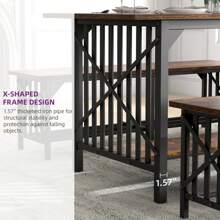 Rustic Brown 63Inch Wooden Large Dining Table With 2 Benches, 3-Piece Kitchen Table Dinette Set For Breakfast, Gathering, Kitchen