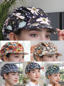 1pc Floral Printed Polyester Hair Band, Soft, Sweat-Absorbent, Dustproof, Adjustable, Breathable, , Washable, Oil-Resistant, Non-Pilling, Well-Crafted, Suitable For Restaurant, Kitchen, Workshop, Travel, Fashion, Work